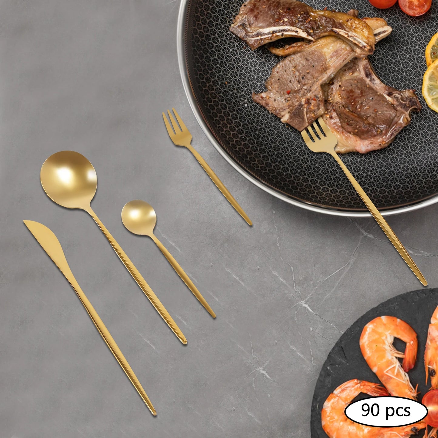 90-Piece Stainless Steel Flatware Set