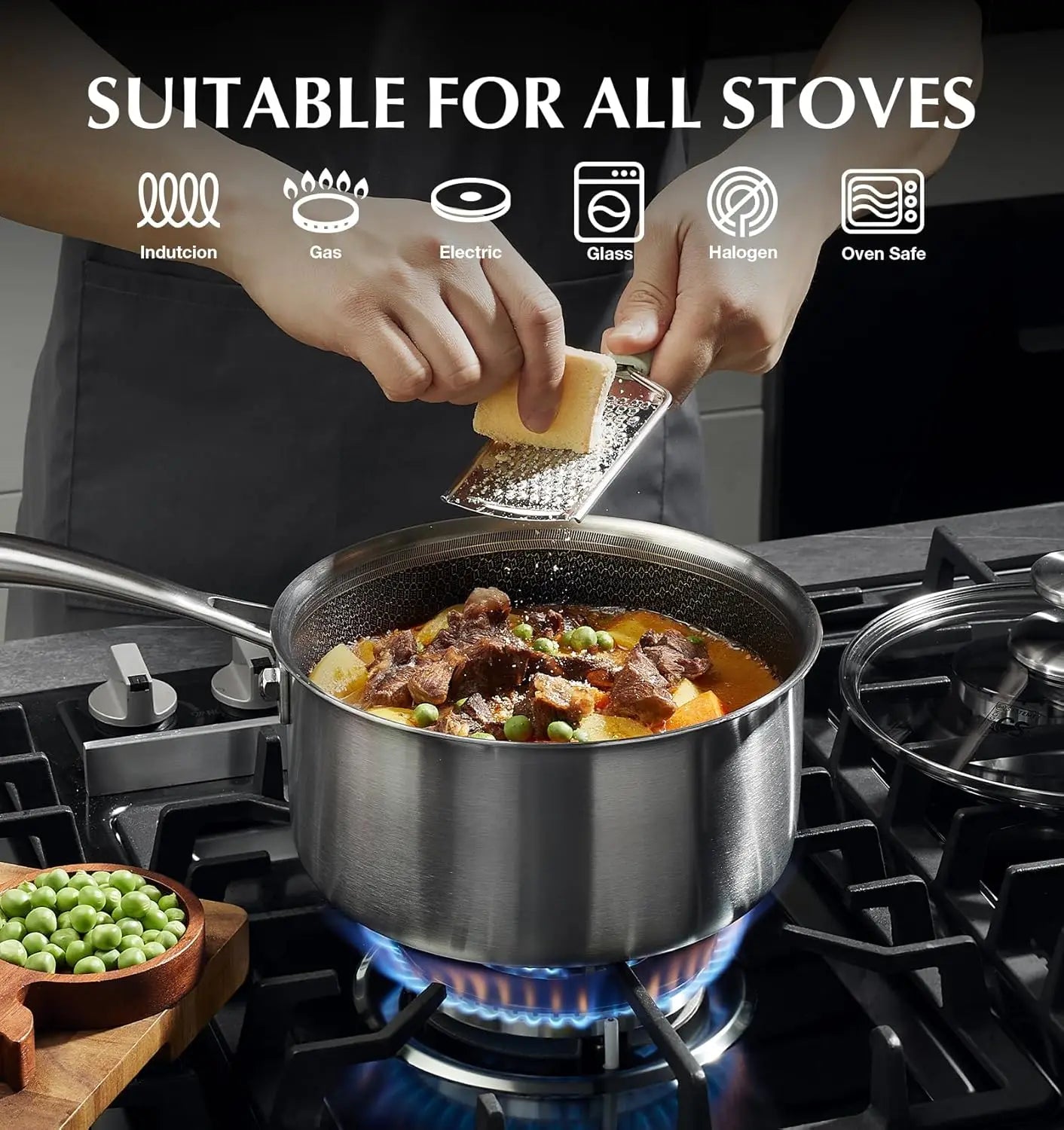 Hign Concerned Hybrid Honeycomb Nonstick Saucepan Set
