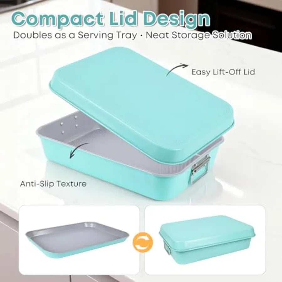 21-pieces Stackable Nonstick Bakeware Set PTFE/PFOA/PFOS Free Baking Pans Set with Silicone Cup Oven Mitt Complete Kitchen Baki