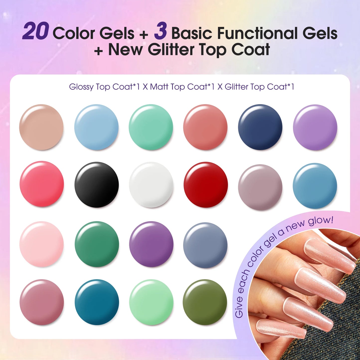 Rosalind Gel Nail Polish With Base And Top Coat 24