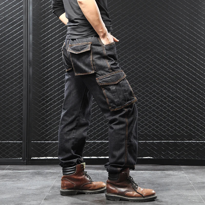 CN Zhejiang Mens Loose Fit Cargo Denim Jeans Pants Casual