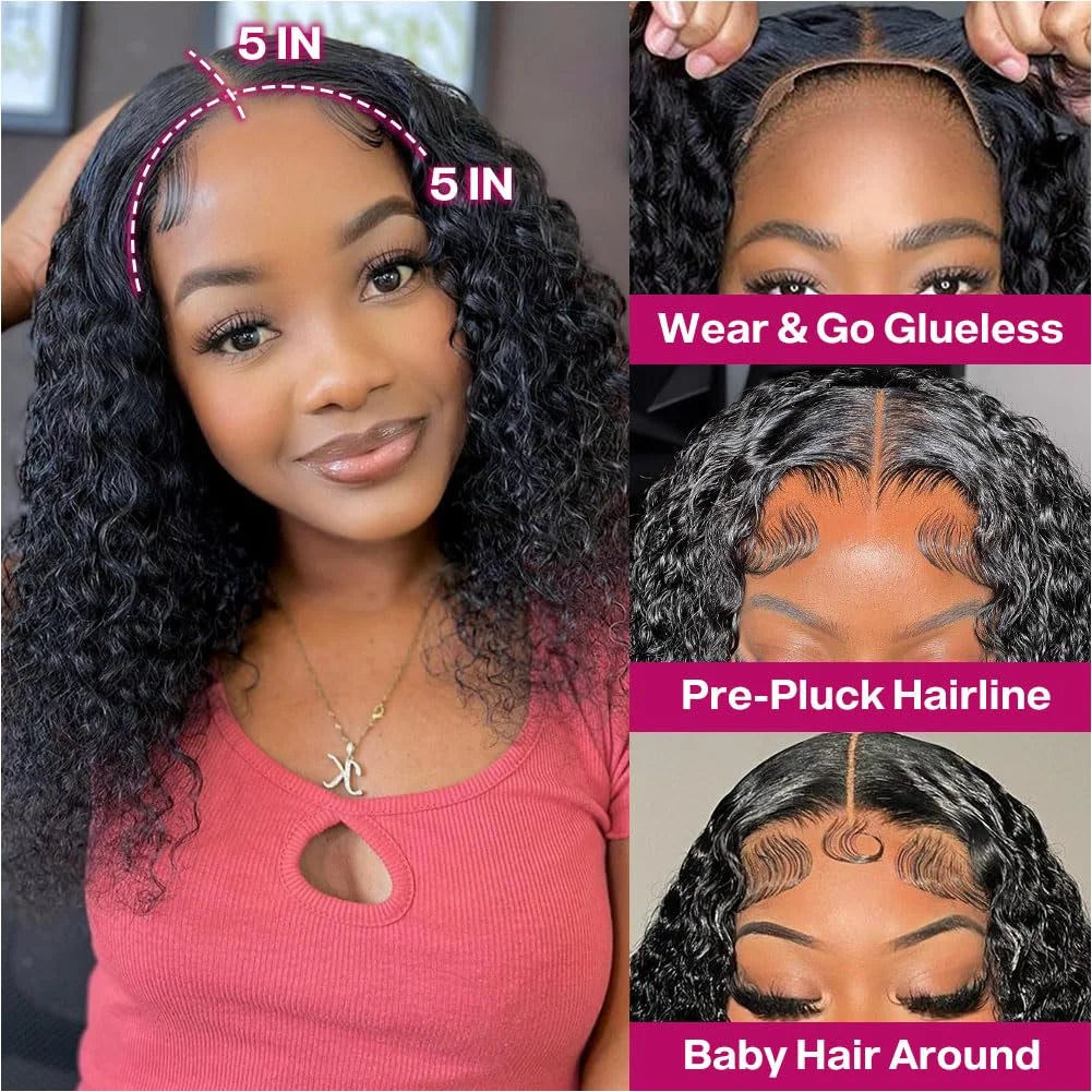 Smilegirl Water Wave Bob Wig 250 Density Glueless Lace