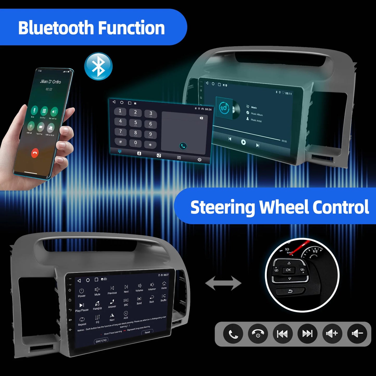 ESSGOO Car Stereo With CarPlay Android Auto GPS Navi