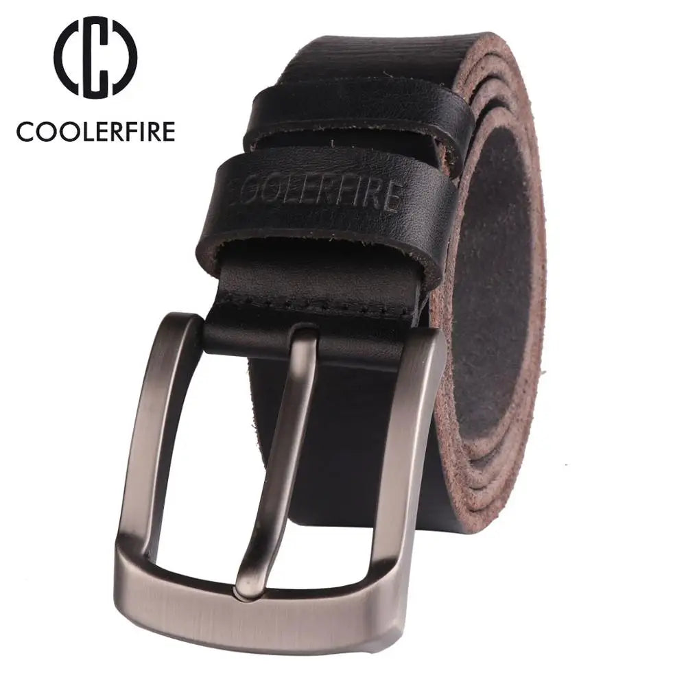 CCOOLERFIRE Full Grain Leather Mens Belt Genuine Cowhide