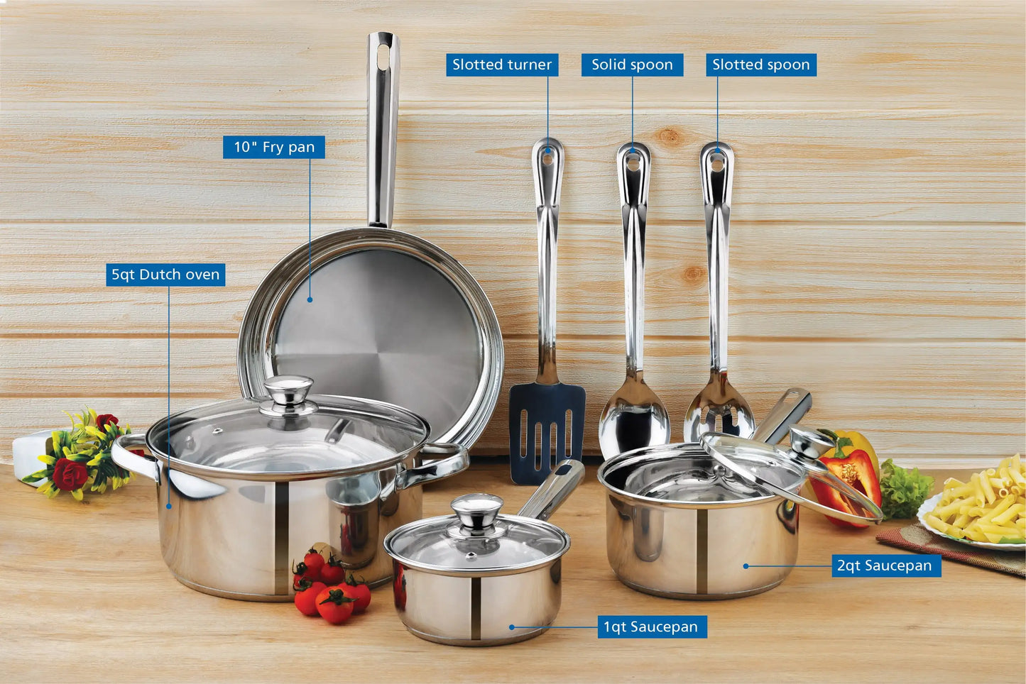 Hign-concerned 10-Piece Nonstick Stainless Steel Cookware