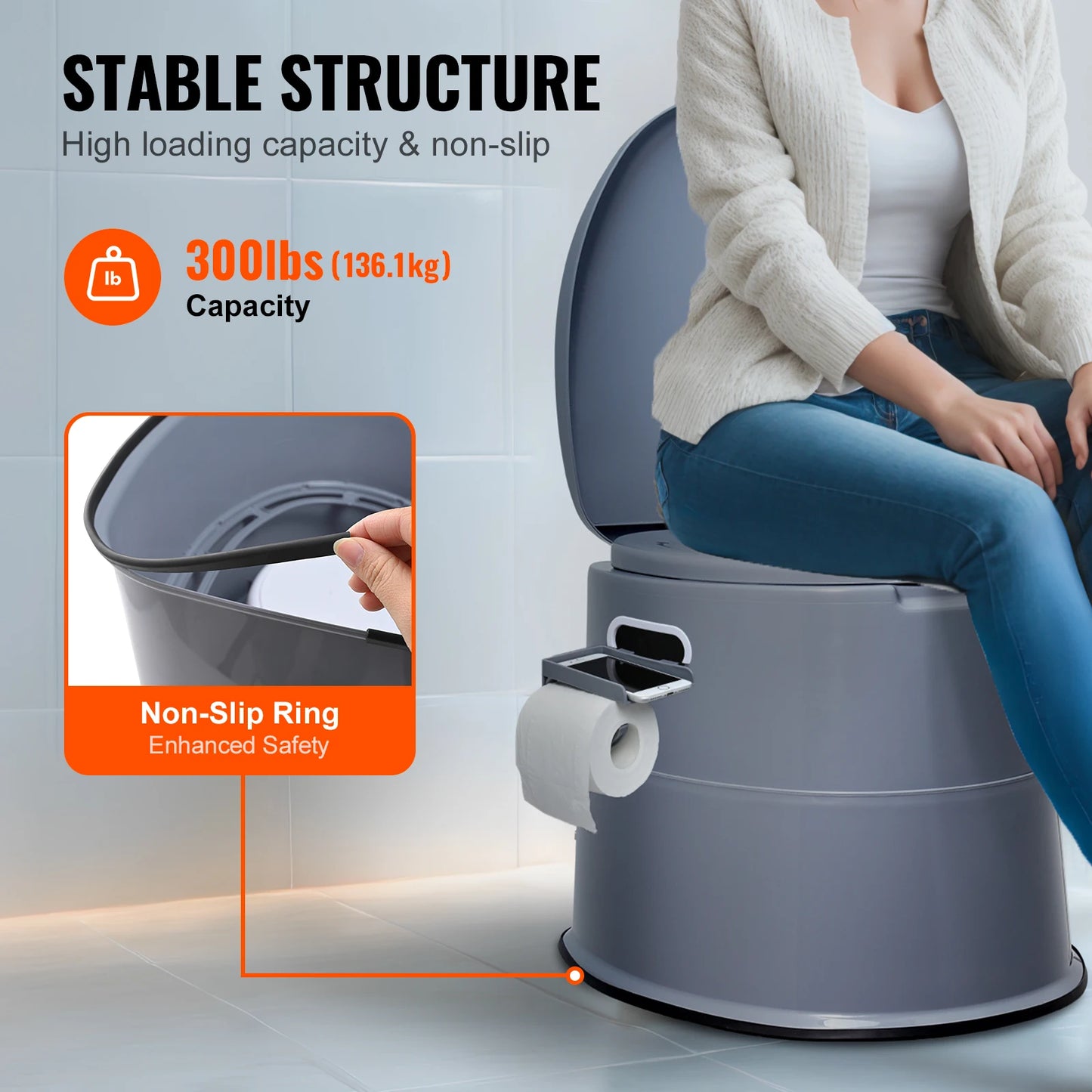 SucceBuy Portable Camping Toilet With Detachable Bucket