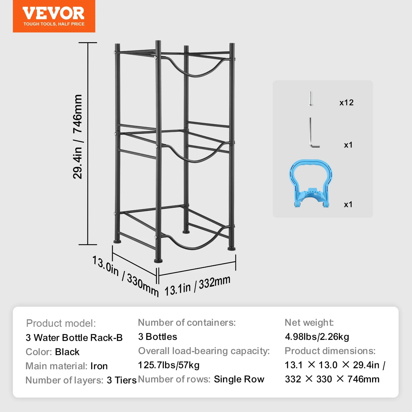 SucceBuy 3/4/5 Tiers Water Jug Holder Iron Water Bottle Holder Double/Single Row Easy Installation for Kitchen Office Livingroom