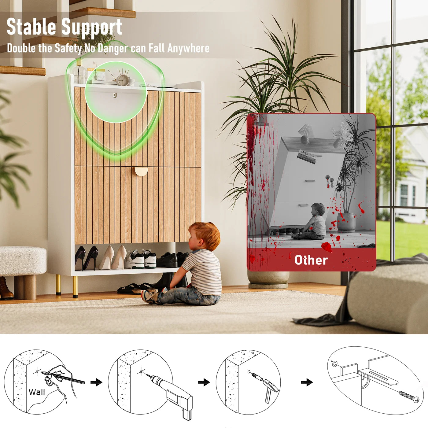 Online Goods Warehouse Shoe Cabinet With Flip Drawers