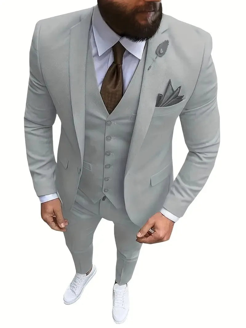 SOLOVEDRESSCN Mens 3 Piece Slim Fit Tuxedo For Wedding