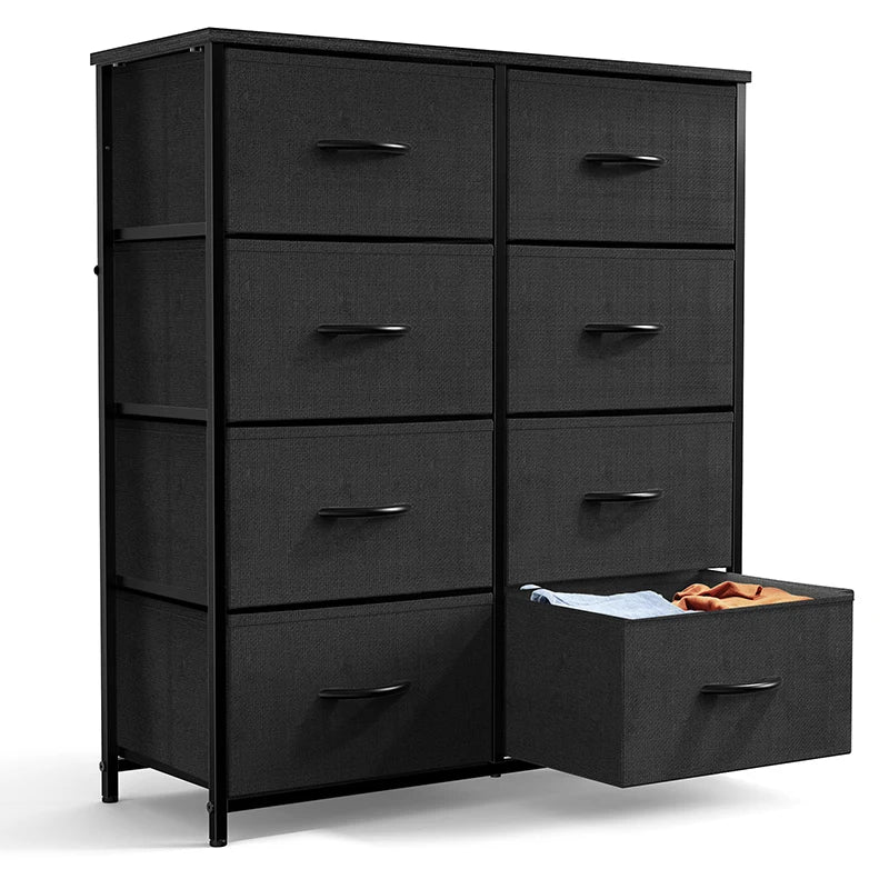 Sweetcrispy Dresser for Bedroom with 8 Drawers Tall Dresser & Chest of Drawers Fabric Dresser with Wood Top and Sturdy Steel Fra