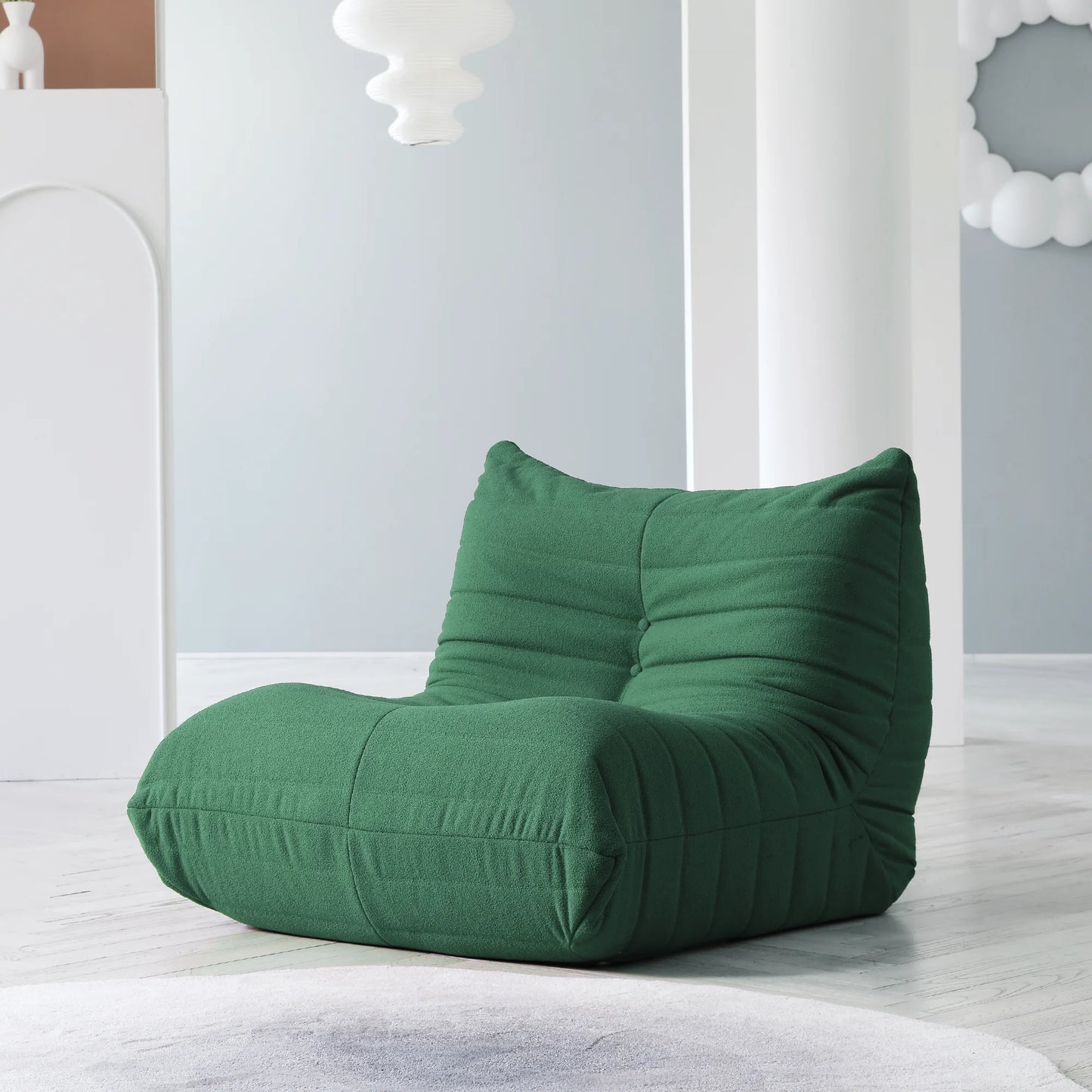 Teddy Fabric Bean Bag Sofas Comfy Lazy Floor Sofa Couch Soft Lounge Chairs Foam-Filled Accent Chair for Living Room Bedroom