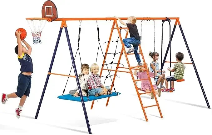 HUANZHUANG Outdoor Swing Set A Frame Heavy Duty Metal