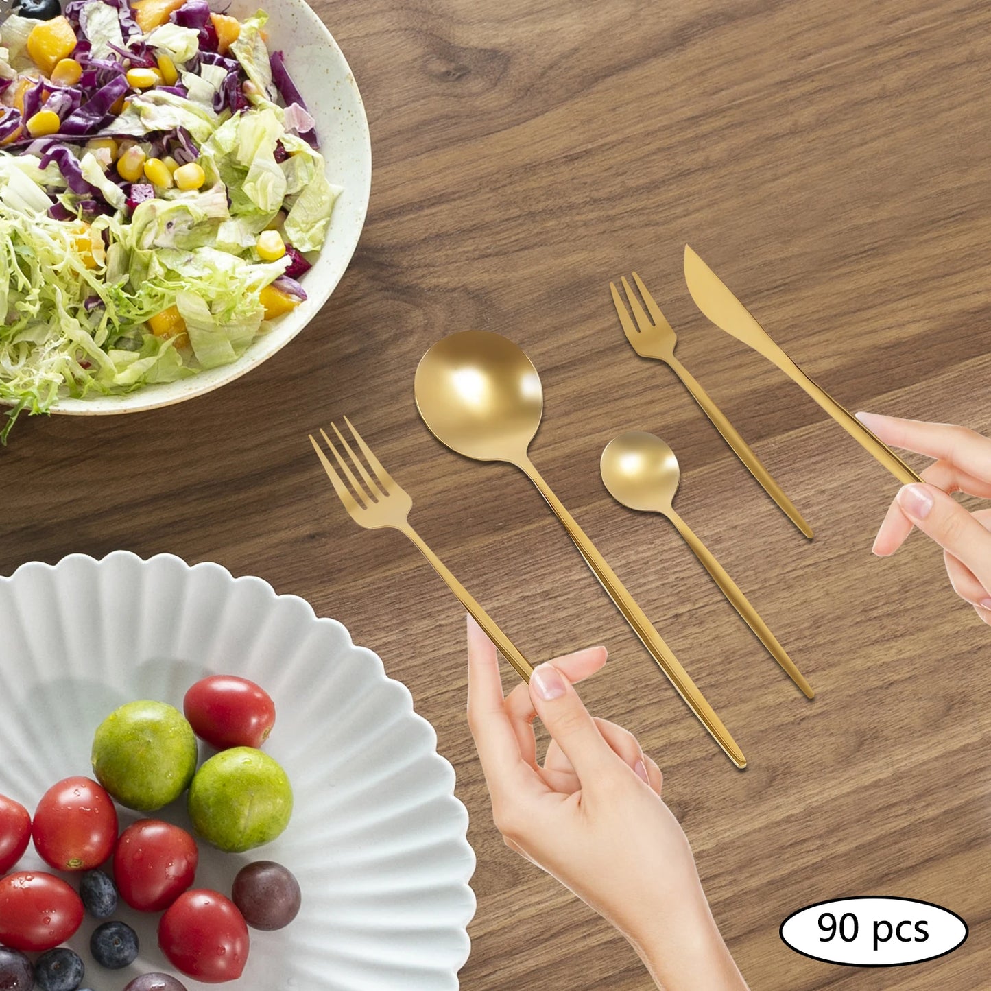 90-Piece Stainless Steel Flatware Set