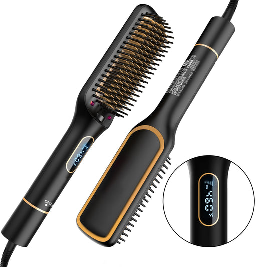 Nicebay Hair Straightener Brush, Hair Straightening Iron Brush, Auto-Off, LED Display Hair Straightener Comb for Women