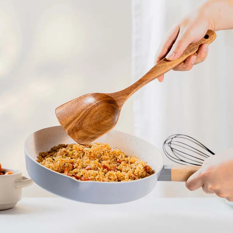 Wooden Kitchen Utensil Set FivePiece Non Scratch Spatulas