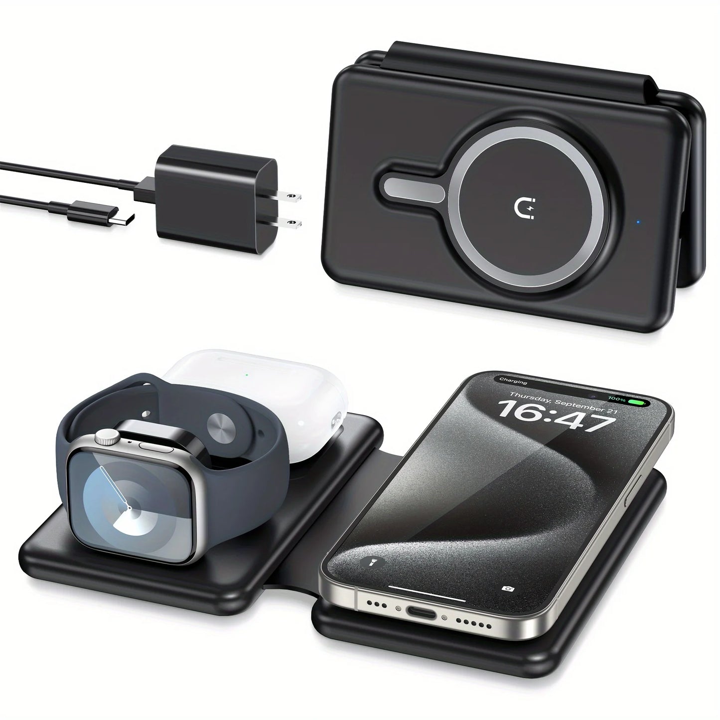 3-In-1 Travel Wireless Charger Station Magnetic Pad