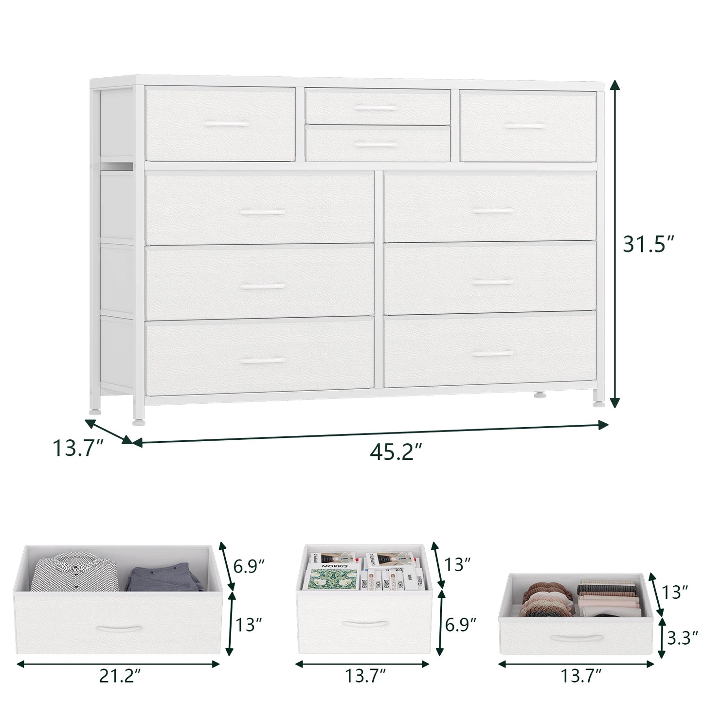 TWISTER.CK 10 Drawers TV Stand Dresser for Living Room