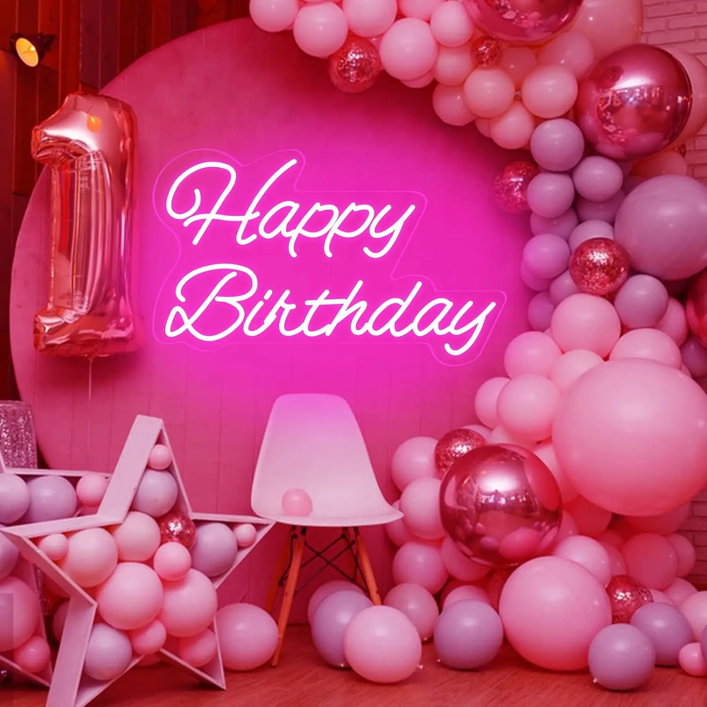 Happy Birthday LED Neon Sign Dimmable Party Backdrop Wall Decor