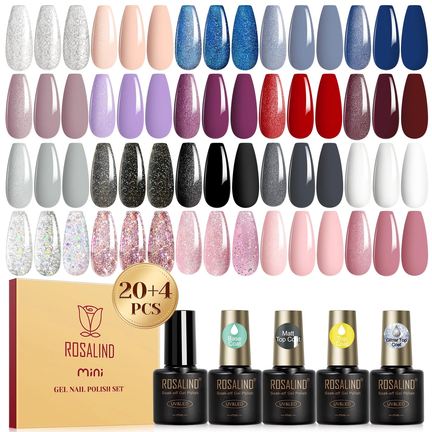 Rosalind Gel Nail Polish With Base And Top Coat 24